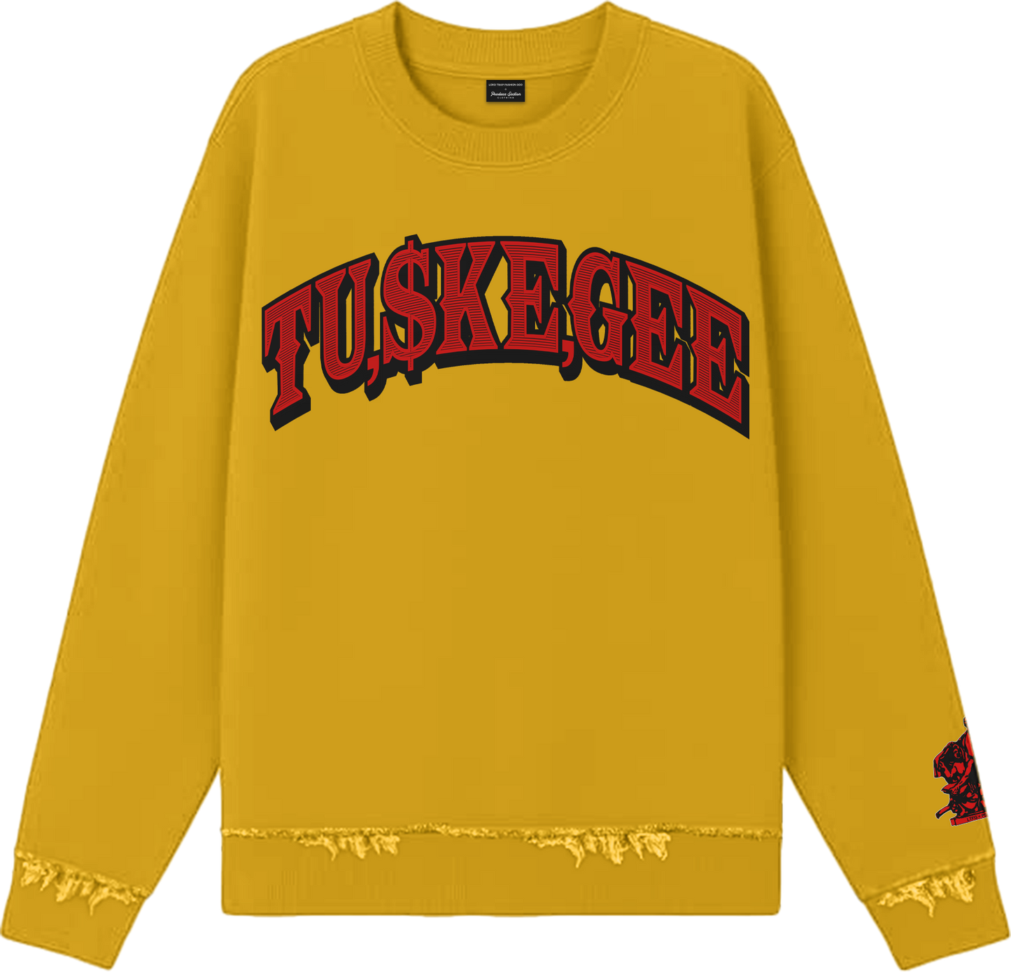 LTFG + PSC Rich In TU,$KE,GEE Legacy Crewneck 10 Million Dollar Fleece - Saffron/Ruby