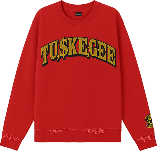 LTFG + PSC Rich In TU,$KE,GEE Legacy Crewneck 10 Million Dollar Fleece - Vermilion/Gold