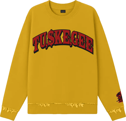 LTFG + PSC Rich In TU,$KE,GEE Legacy Crewneck 10 Million Dollar Fleece - Saffron/Ruby