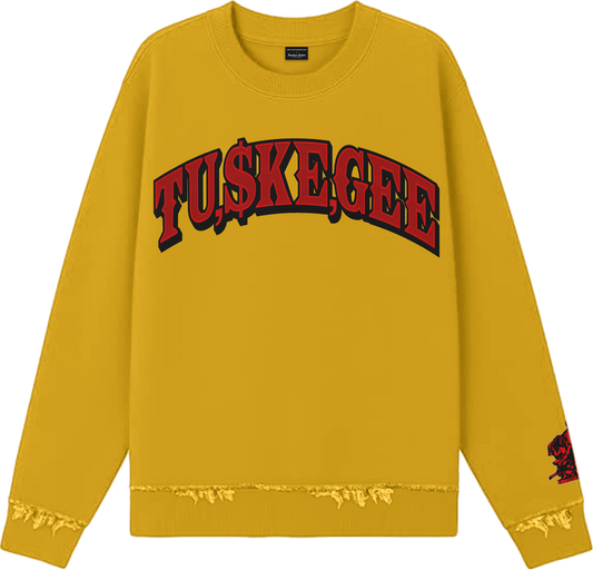 LTFG + PSC Rich In TU,$KE,GEE Legacy Crewneck 10 Million Dollar Fleece - Saffron/Ruby